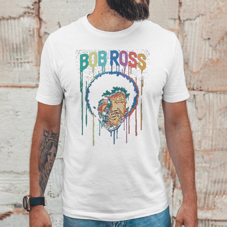 Teelocity Bob Ross Paint Drip Graphic Unisex T-Shirt Gifts for Him