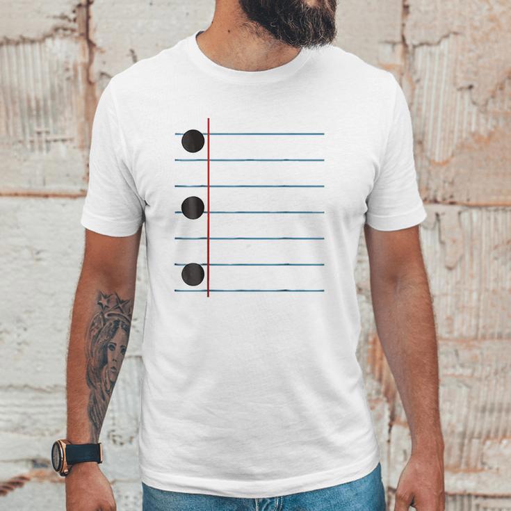 Three Hole Punch College Ruled Paper Costume Unisex T-Shirt Gifts for Him