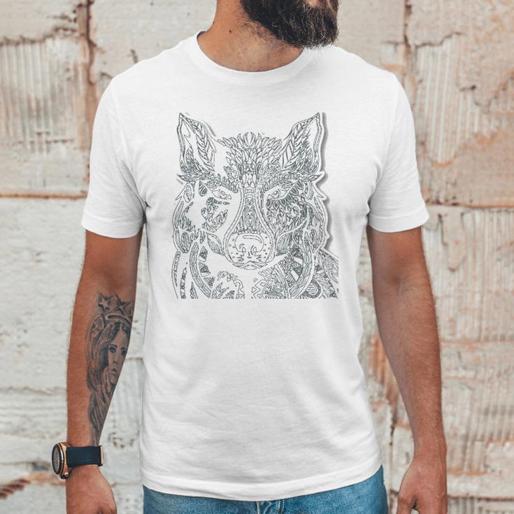 Tribal Wolf Design Unisex T-Shirt Gifts for Him