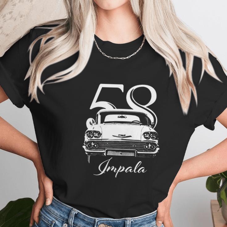 1958 Impala Grill View With Year And Model Unisex T-Shirt Gifts for Her