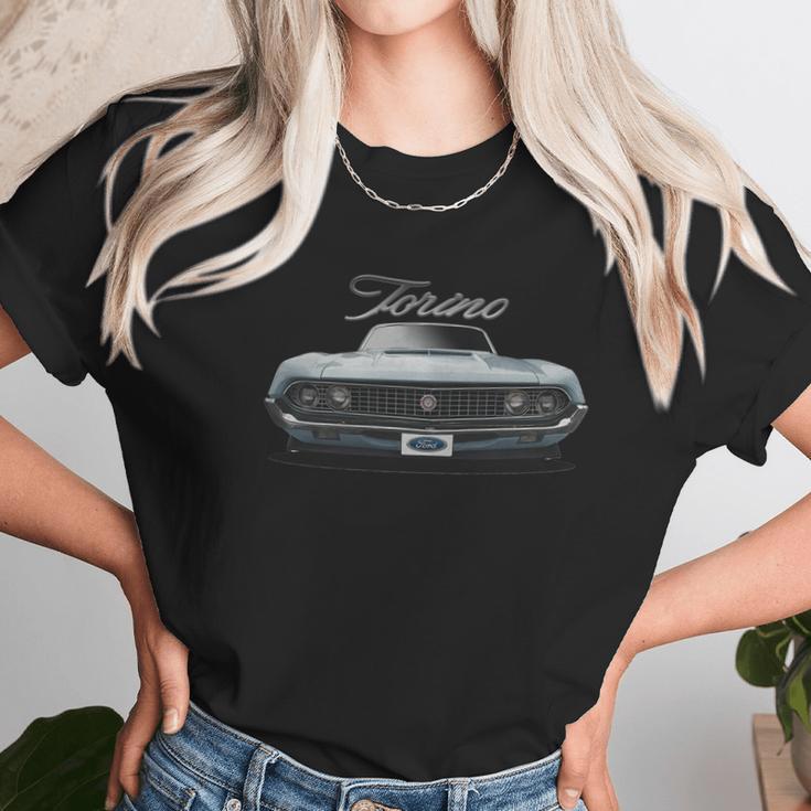 1970 Ford Torino Front Lightblue Unisex T-Shirt Gifts for Her