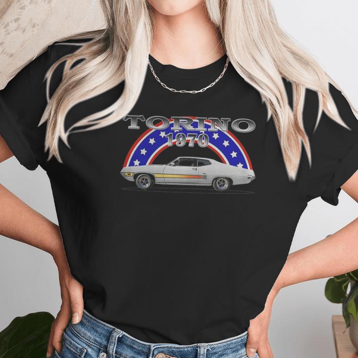 1970 Ford Torino Gt Side White Unisex T-Shirt Gifts for Her