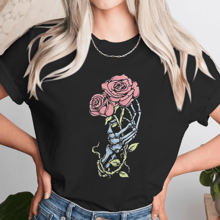 Aesthetic Skeleton Hand Rose Pastel Goth Dark Gothic Unisex T-Shirt Gifts for Her