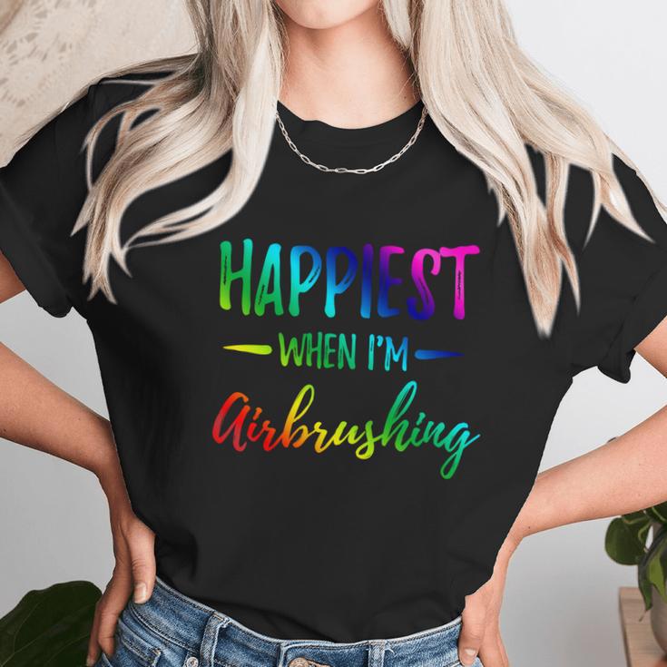 Airbrushing Happiest Funny Artist Gift Idea Cool Gift Graphic Design Printed Casual Daily Basic Unisex T-Shirt Gifts for Her