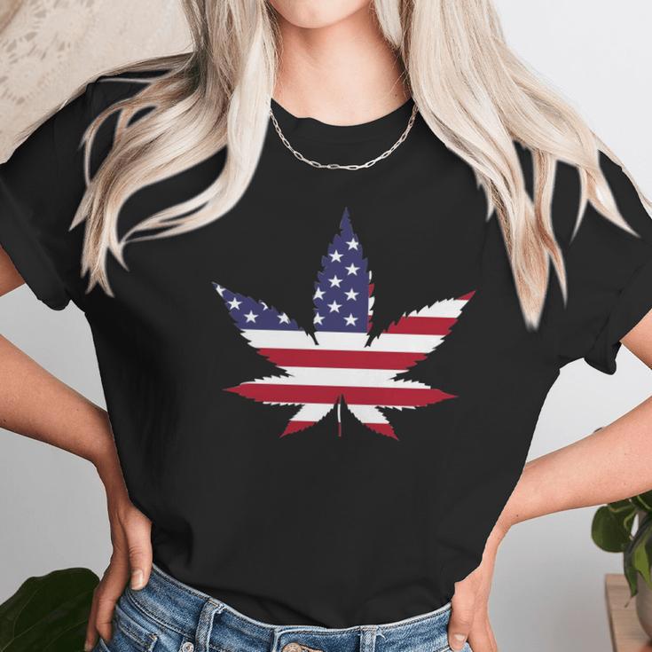 American Marijuana Leaf Unisex T-Shirt Gifts for Her