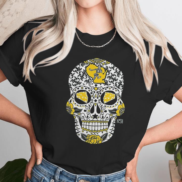 Americas Finest Apparel Green Bay Sugar Skull Unisex T-Shirt Gifts for Her