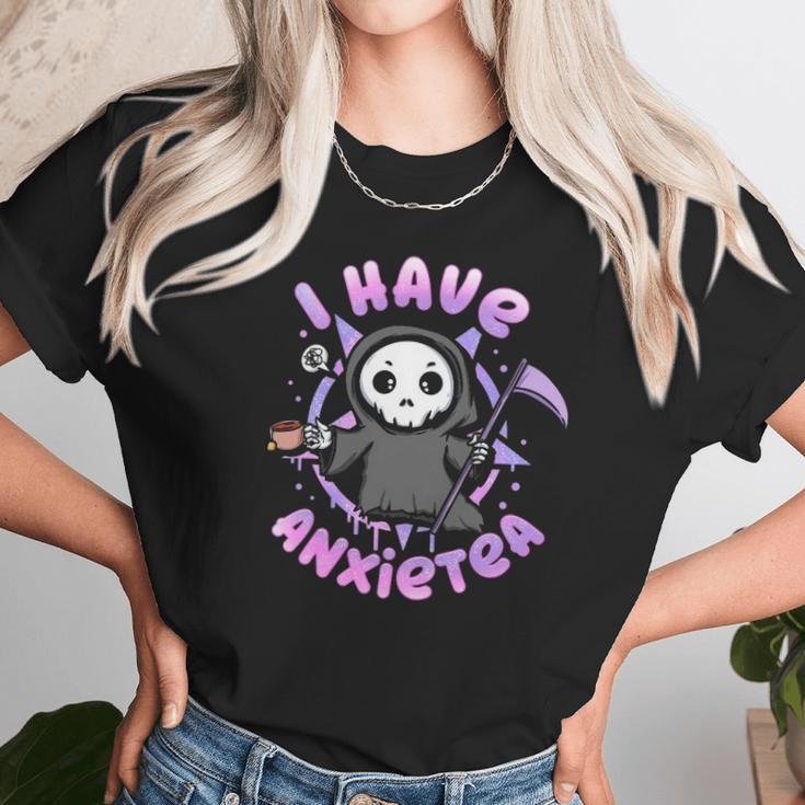 I Have Anxiety I Tea Time I Kawaii Pastel Goth Grim Reaper Unisex T-Shirt Gifts for Her