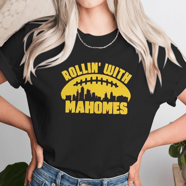 Apparrel Rollin With Mahomes Skyline Unisex T-Shirt Gifts for Her