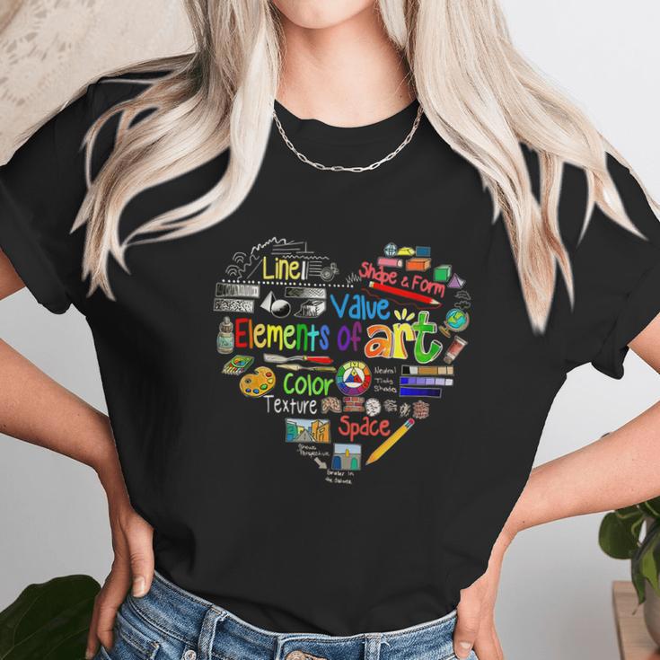 Artist Elements Of Art Heart Shape Colorful Painter Unisex T-Shirt Gifts for Her