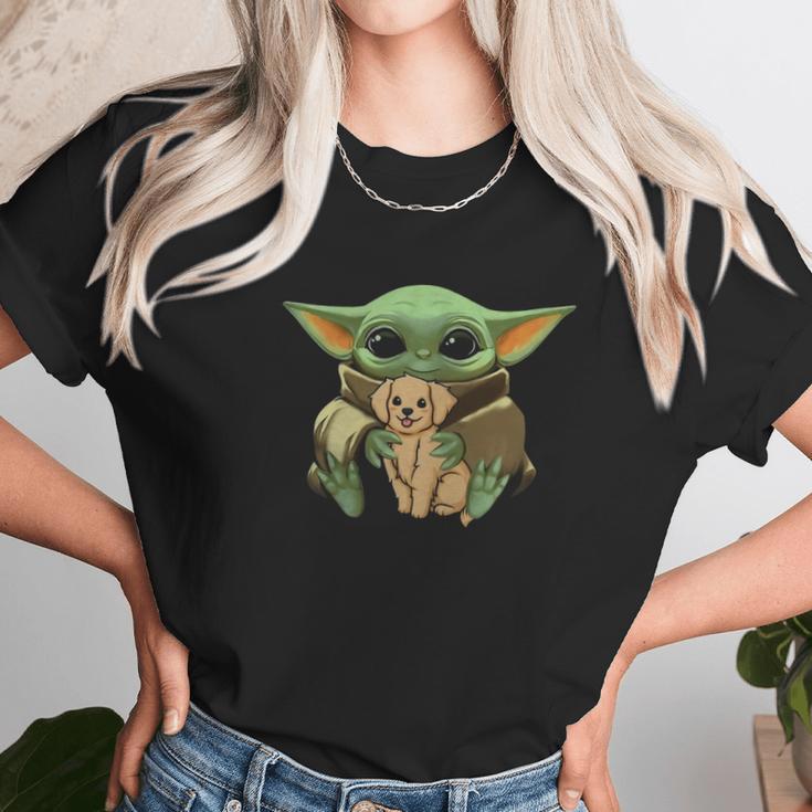 Baby Yoda Hug Golden Retriever Unisex T-Shirt Gifts for Her