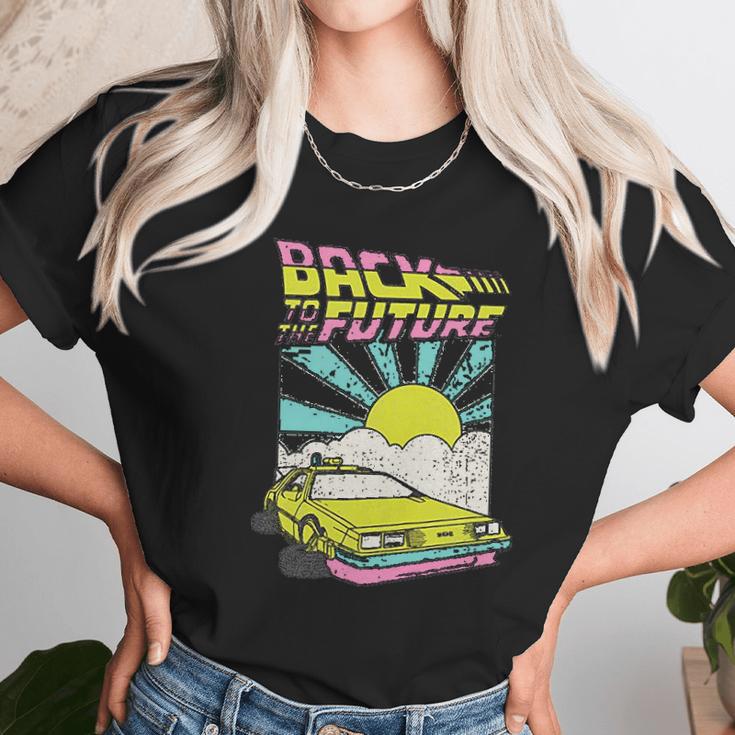 Back To The Future Delorean Sunrise Cartoon Unisex T-Shirt Gifts for Her