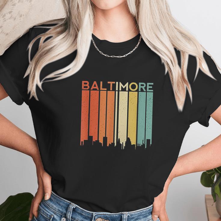 Baltimore Maryland Vintage Retro City Urban Skyline Seaport Unisex T-Shirt Gifts for Her