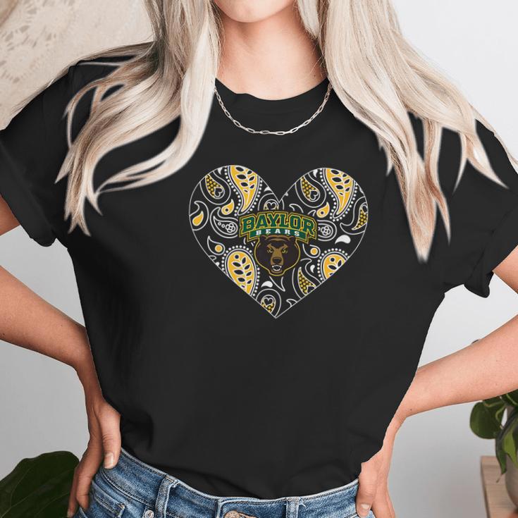 Baylor Bears Patterned Heart Apparel Unisex T-Shirt Gifts for Her