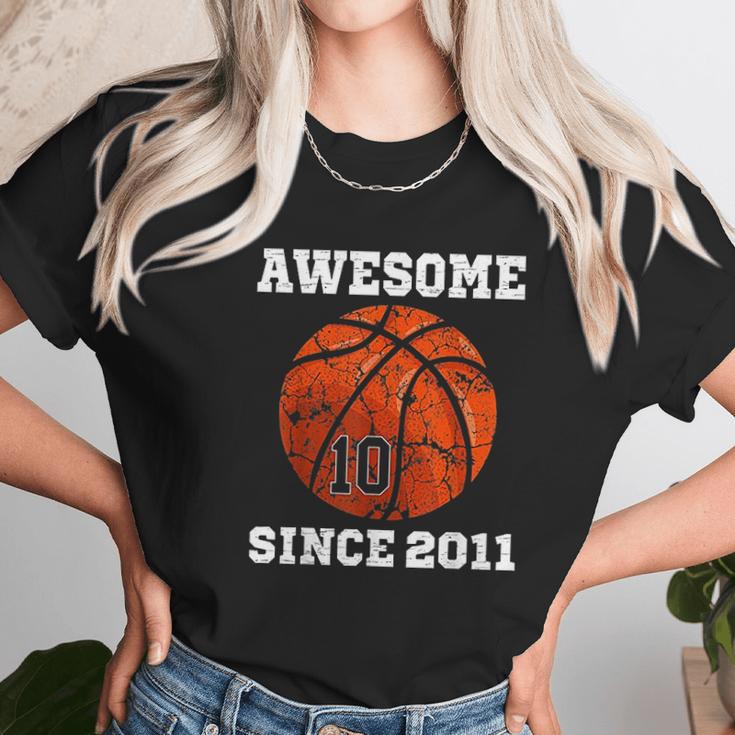 Birthday Basketball Lover Gift Vintage Since 2011 Unisex T-Shirt Gifts for Her