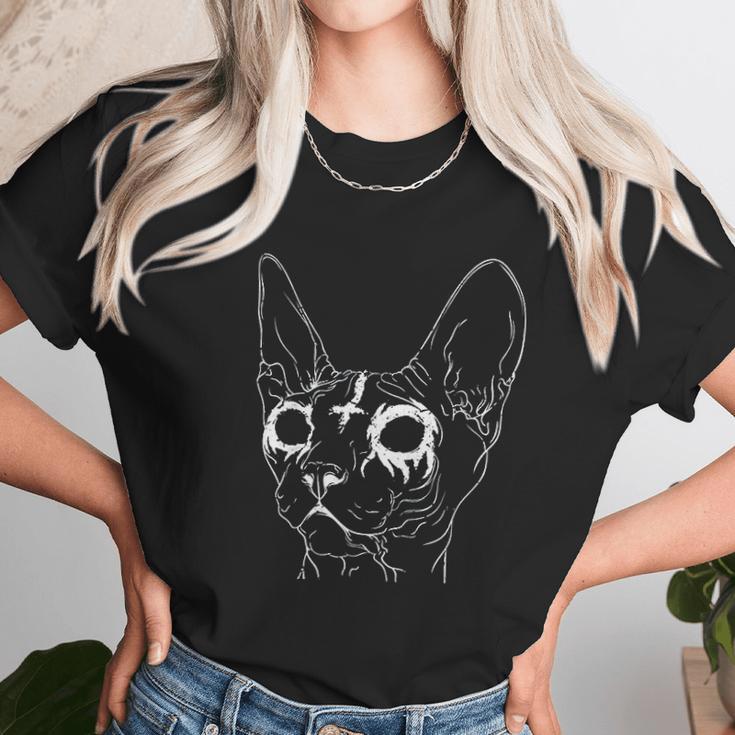 Black Metal Sphynx Cat Goth And Death Metal Unisex T-Shirt Gifts for Her