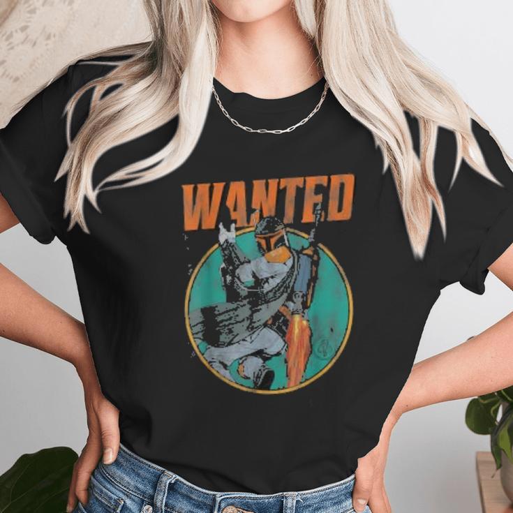 Boba Fett Wanted Distressed Mandalorian Unisex T-Shirt Gifts for Her