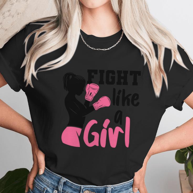 Cancer Fight Like A Girl Pink Ribbon Breast Cancer Graphic Design Printed Casual Daily Basic Unisex T-Shirt Gifts for Her