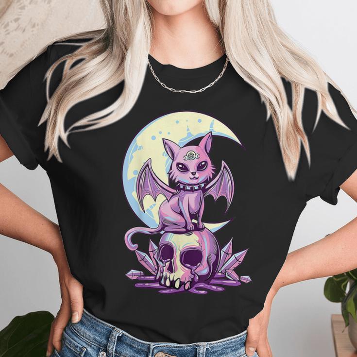 Cat Pastel Goth Moon Kawaii Halloween Skull Purple Witch Unisex T-Shirt Gifts for Her