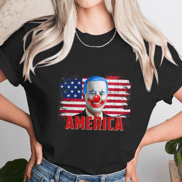 Clown Joe Funny Caricature Joe Biden Is A Democratic Clown Graphic Design Printed Casual Daily Basic Unisex T-Shirt Gifts for Her