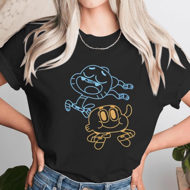 Cn The Amazing World Of Gumball & Darwin Neon Outline Unisex T-Shirt Gifts for Her