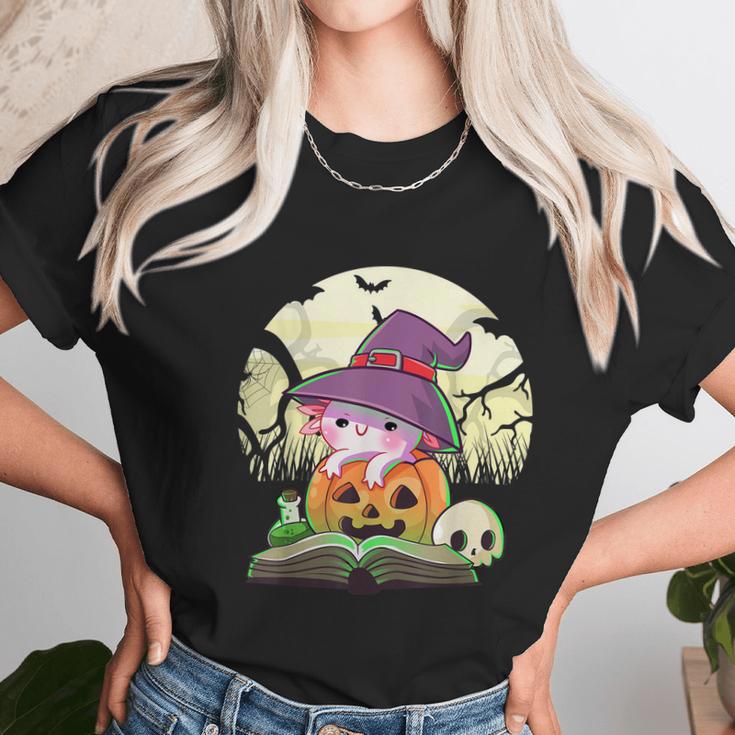 Cute Axolotl Halloween Costume Pumpkin Pastel Goth Graphic Design Printed Casual Daily Basic Unisex T-Shirt Gifts for Her