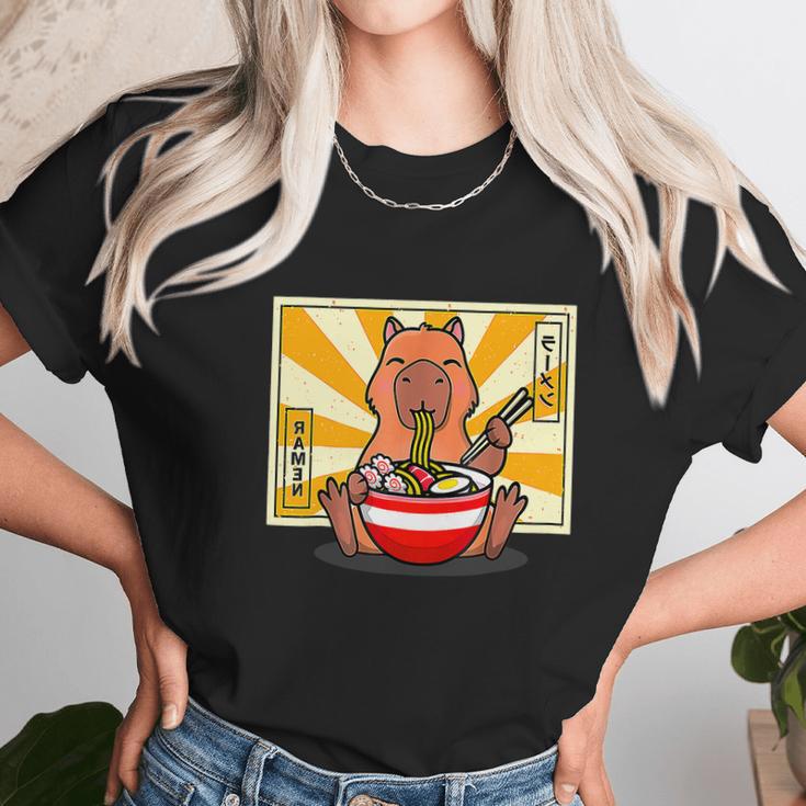 Cute Capybara Eating Ramen Funny Animal Anime Manga Unisex T-Shirt Gifts for Her