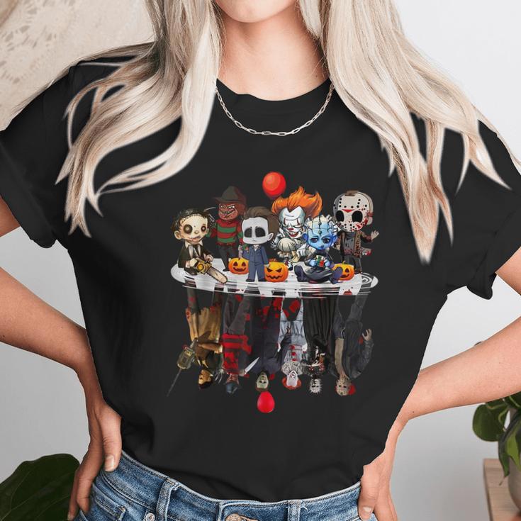 Cute Horror Movie Chibi Character Water Reflection Halloween Unisex T-Shirt Gifts for Her