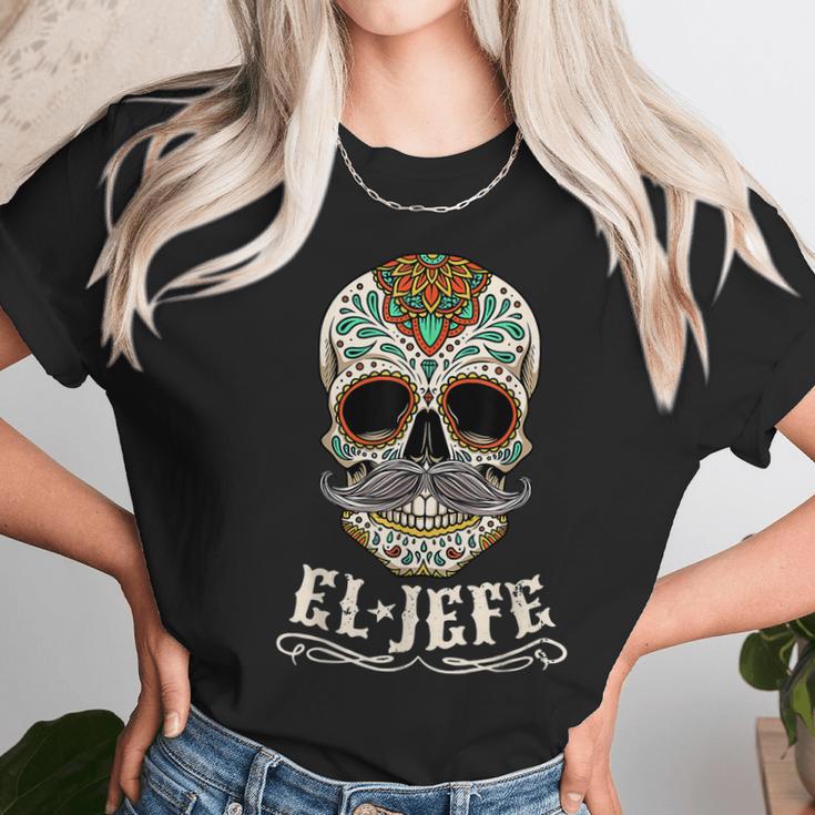 Day Of The Dead Mexico El Jefe Boss Sugar Skull Halloween Unisex T-Shirt Gifts for Her