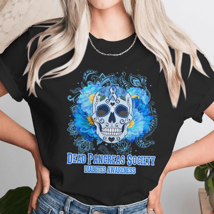 Dead Pancreas Society Diabetes Awareness Sugar Skull Unisex T-Shirt Gifts for Her