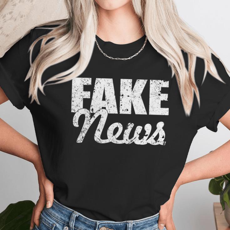 Distressed Fake News Logo Unisex T-Shirt Gifts for Her