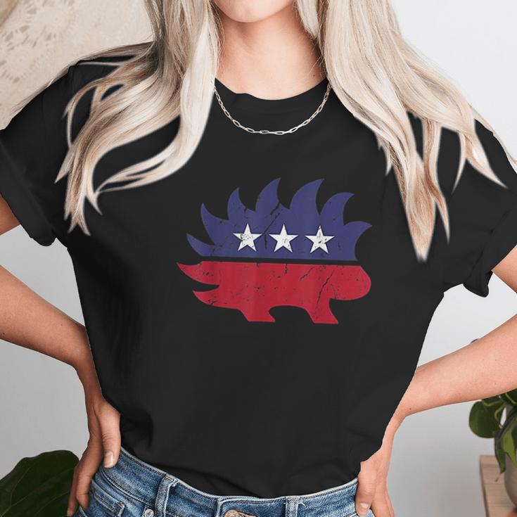 Distressed Libertarian Porcupine Party Unisex T-Shirt Gifts for Her