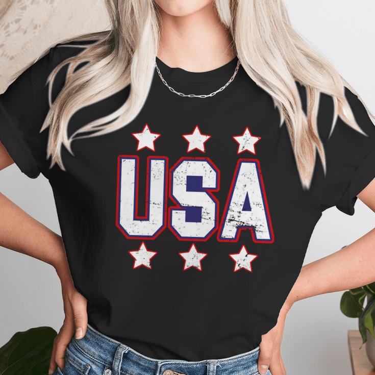 Distressed Usa Patriotic Logo Unisex T-Shirt Gifts for Her