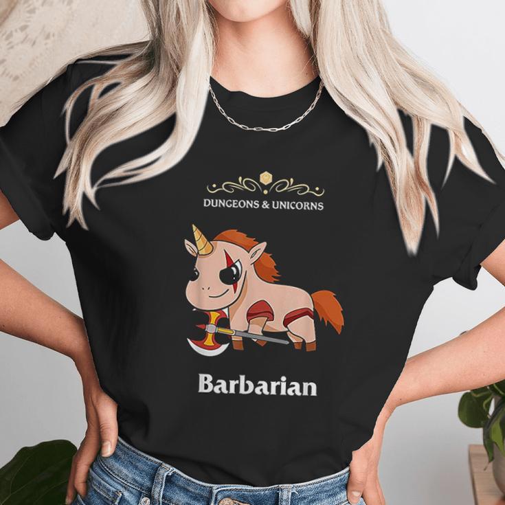 Dungeons And Unicorns Rpg D20 Barbarian Rage Tabletop Gamers Unisex T-Shirt Gifts for Her