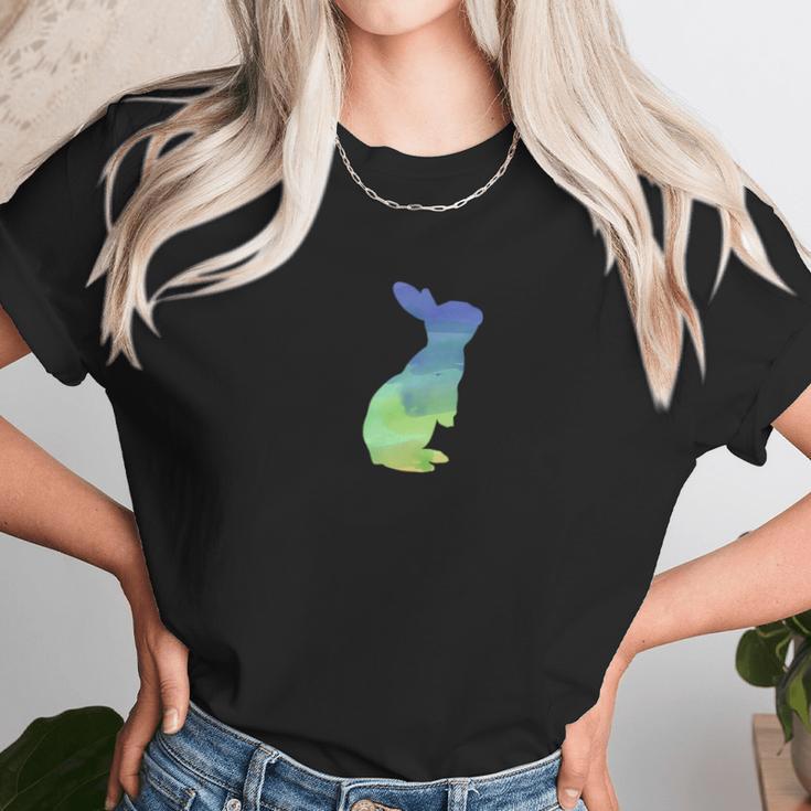 Dwarf Hotot Rabbit Watercolor Water Color Unisex T-Shirt Gifts for Her