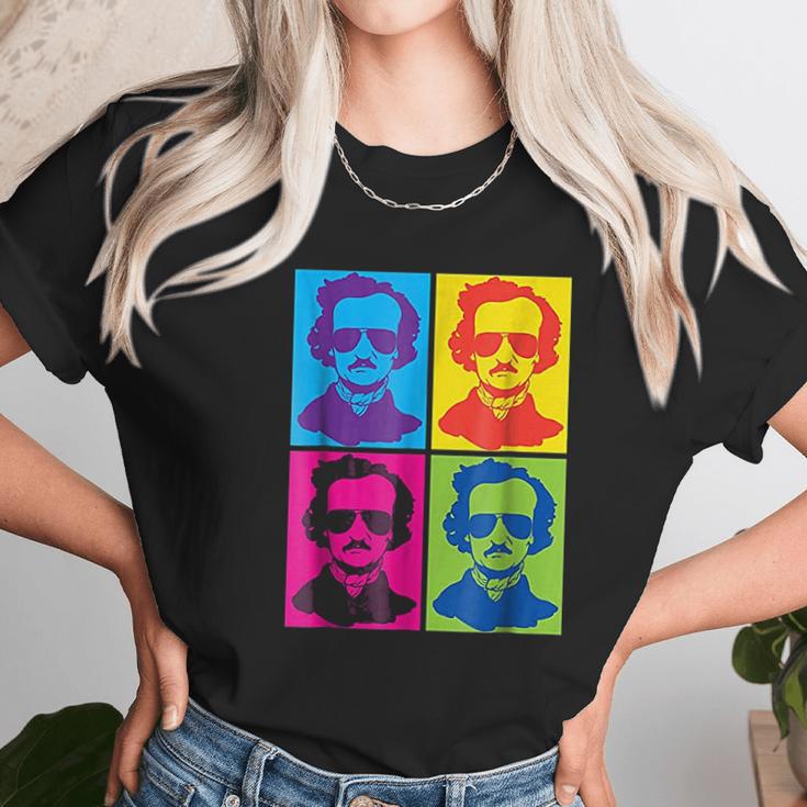 Edgar Allan Poe Gift Literary Gothic Pop Art Colors Unisex T-Shirt Gifts for Her