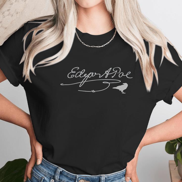 Edgar Allan Poe Signature Famous Literary Poet Gift Raven Unisex T-Shirt Gifts for Her