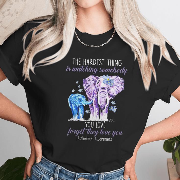 Elephants The Hardest Thing Is Watching Somebody Alzheimer Awareness Shirt Unisex T-Shirt Gifts for Her