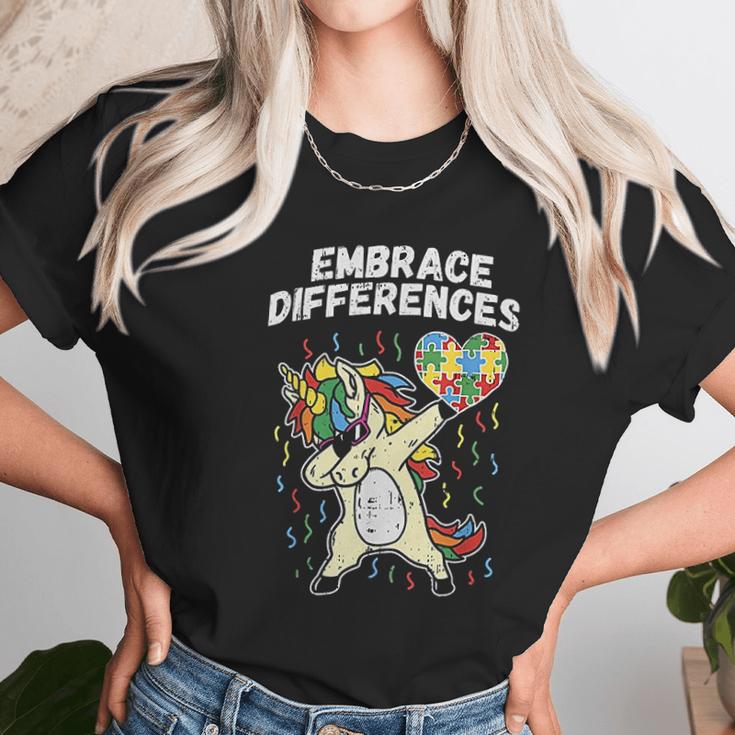 Embrace Differences Dabbing Unicorn Unisex T-Shirt Gifts for Her