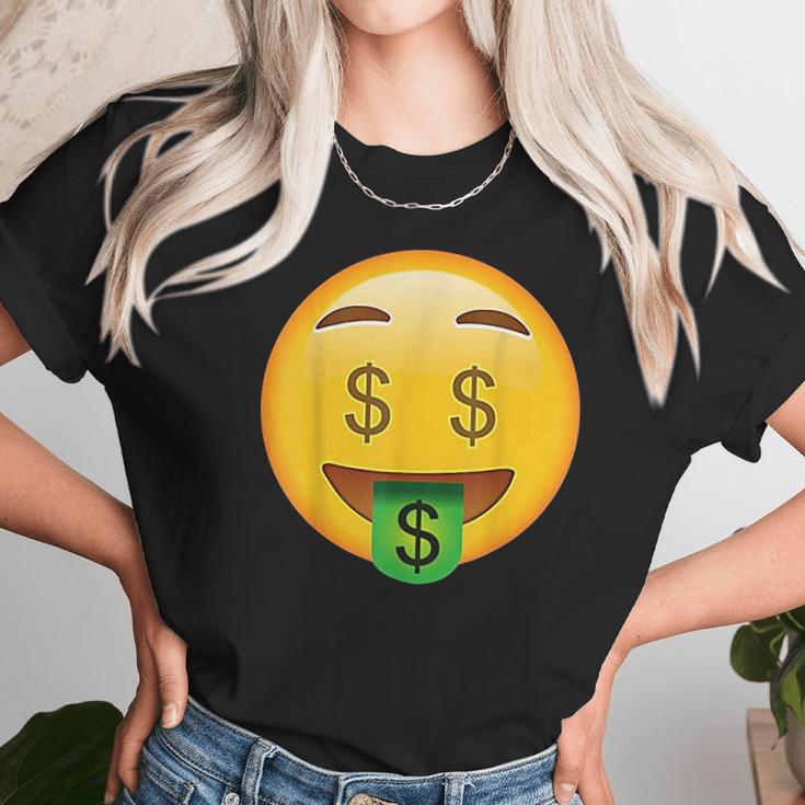 Emoji Money Face Cute Smile Dollar Signs Eyes Mouth Emotic Unisex T-Shirt Gifts for Her