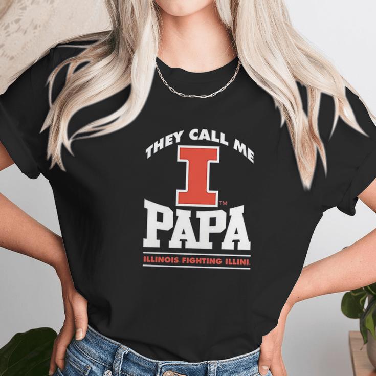 Fanprint Illinois Fighting Illini They Call Me Papa Unisex T-Shirt Gifts for Her