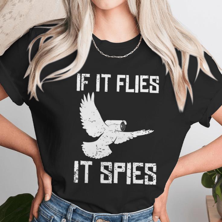 If It Flies It Spies Conspiracy Theory Birds Aren’T Real Gift Graphic Design Printed Casual Daily Basic Unisex T-Shirt Gifts for Her