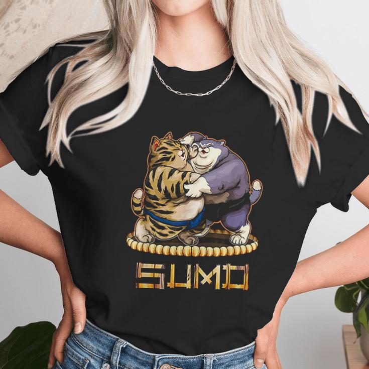 Funny Cats Sumo Wrestler Japanese Cat Sumo Wrestling Unisex T-Shirt Gifts for Her