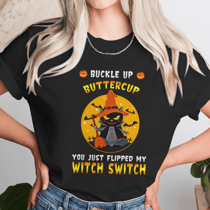 Funny Halloween Cute Halloween Buckle Up Buttercup You Just Flipped My Switch Unisex T-Shirt Gifts for Her