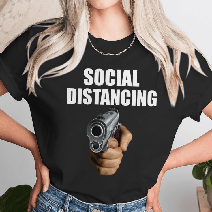 Funny Social Distancing Gun Unisex T-Shirt Gifts for Her