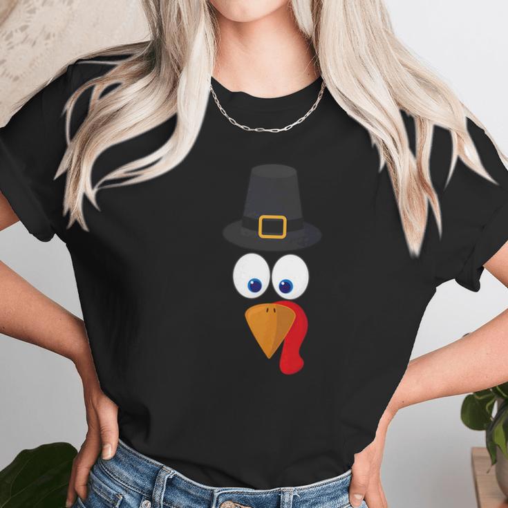 Funny Thanksgiving Turkey Face Party Gift Unisex T-Shirt Gifts for Her