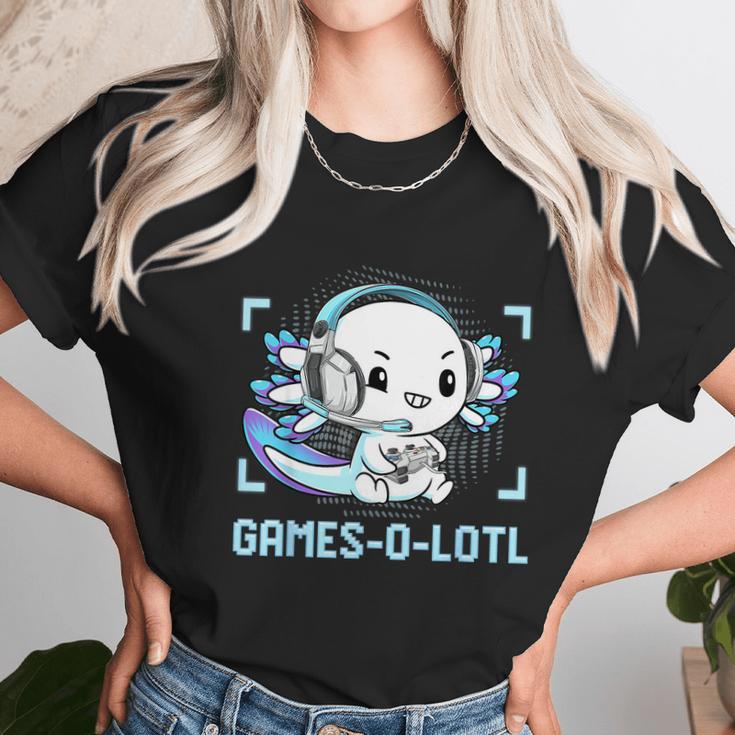 Gamesolotl Axolotl Video Gamer Kawaii Pastel Goth Anime Boys Graphic Design Printed Casual Daily Basic Unisex T-Shirt Gifts for Her