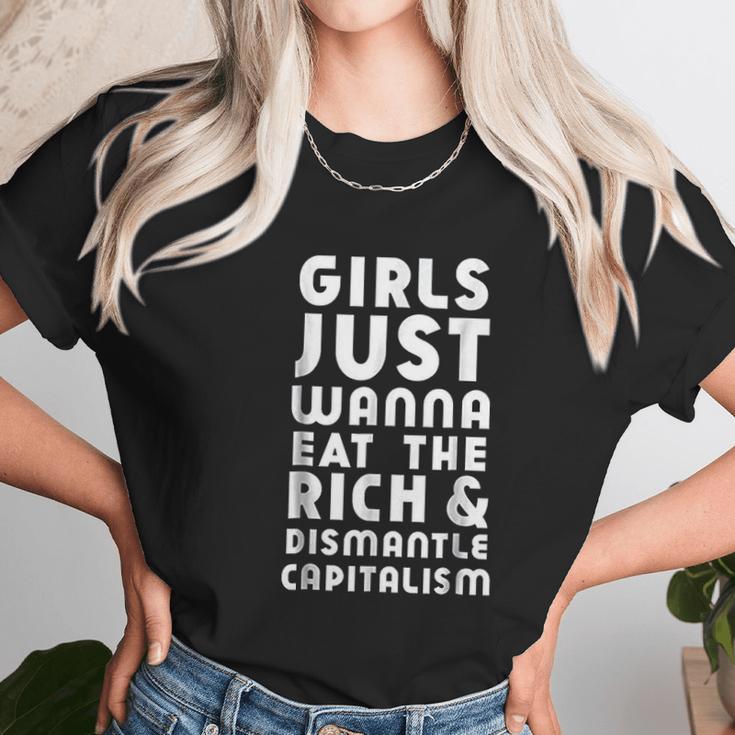 Girls Just Wanna Eat The Rich Dismantle Capitalism Unisex T-Shirt Gifts for Her