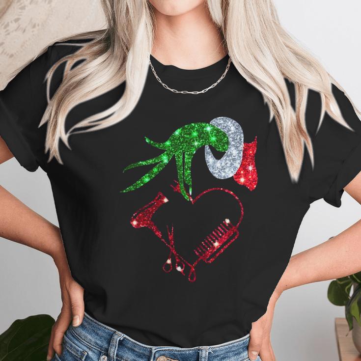 Grinch Hand Holding Love Hair Stylist Unisex T-Shirt Gifts for Her