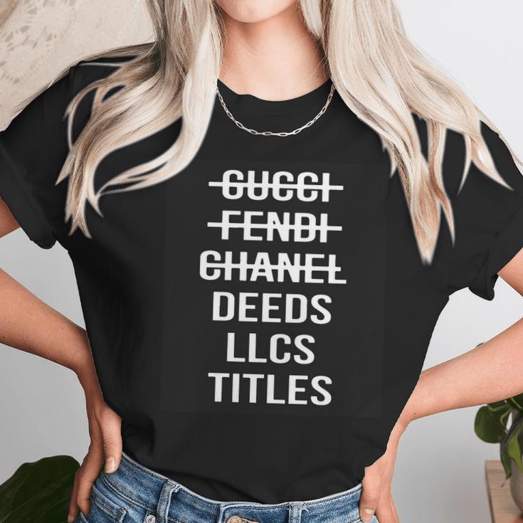 Gucci Fendi Chanel Deeds Llcs Titles Unisex T-Shirt Gifts for Her