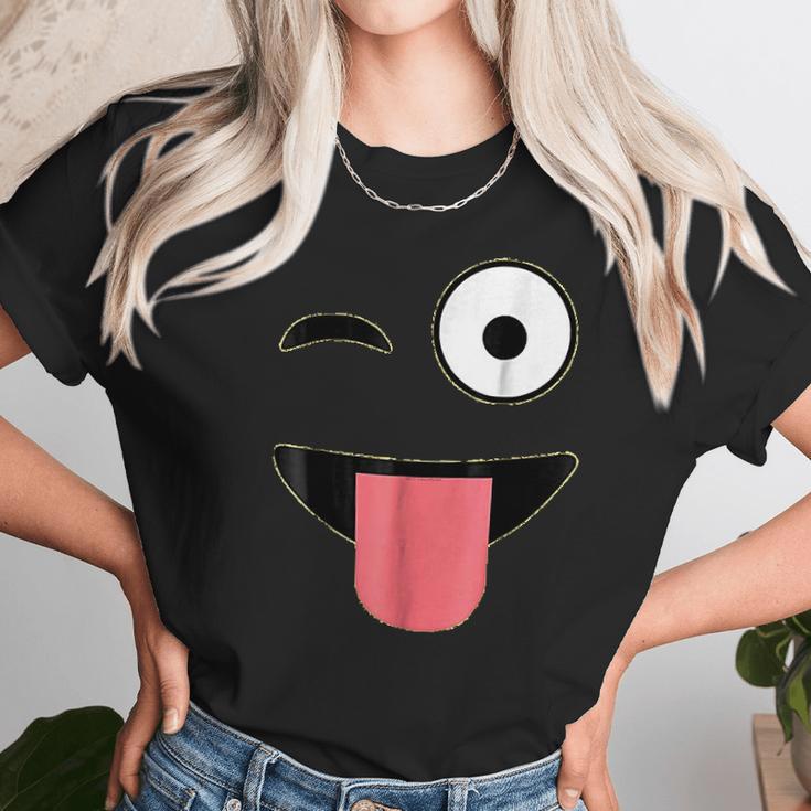 Halloween Costume Emoji Face Wink Eye Tongue Unisex T-Shirt Gifts for Her